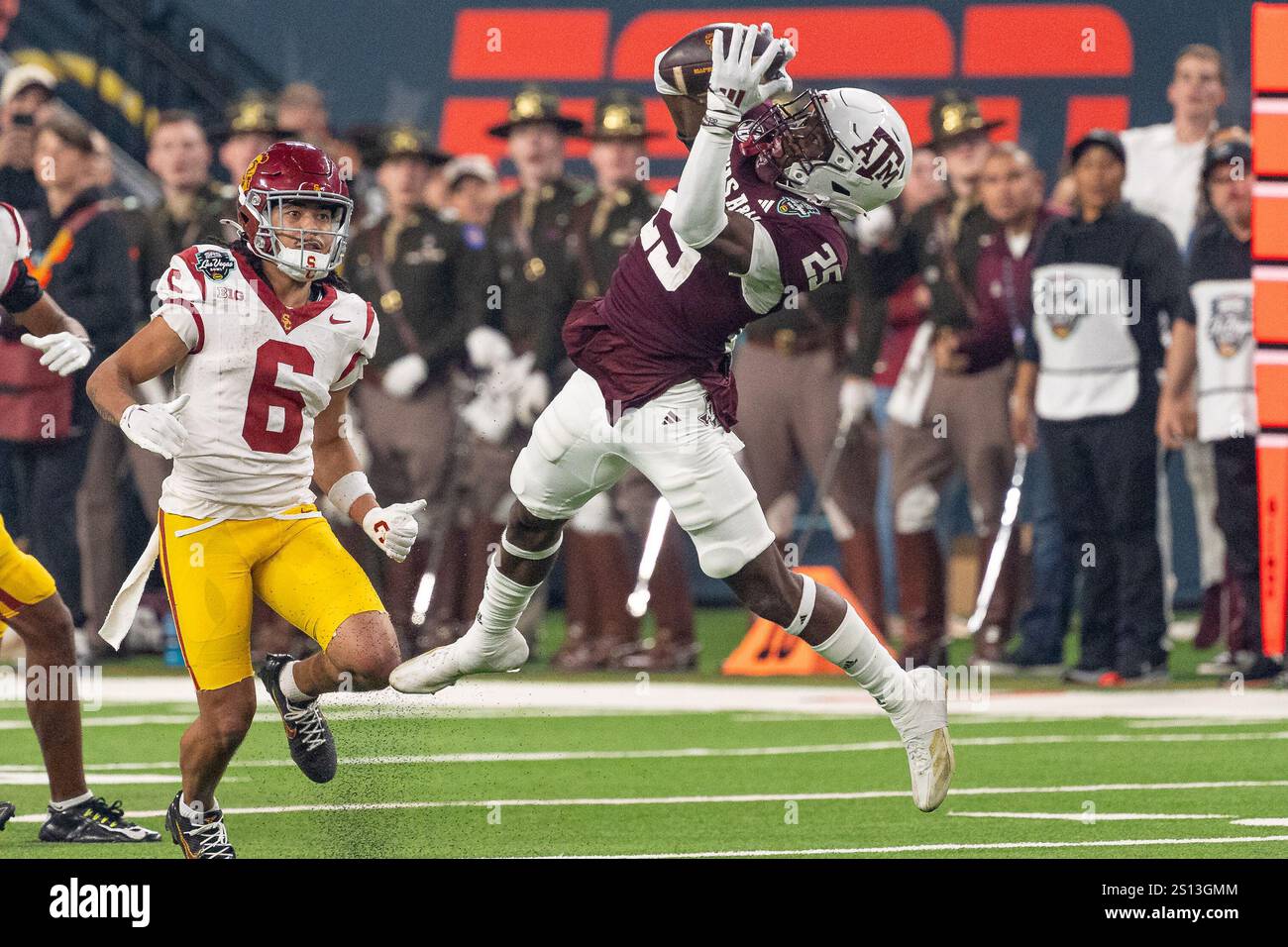 during a college football game between USC Trojans and Texas A&M Aggies
