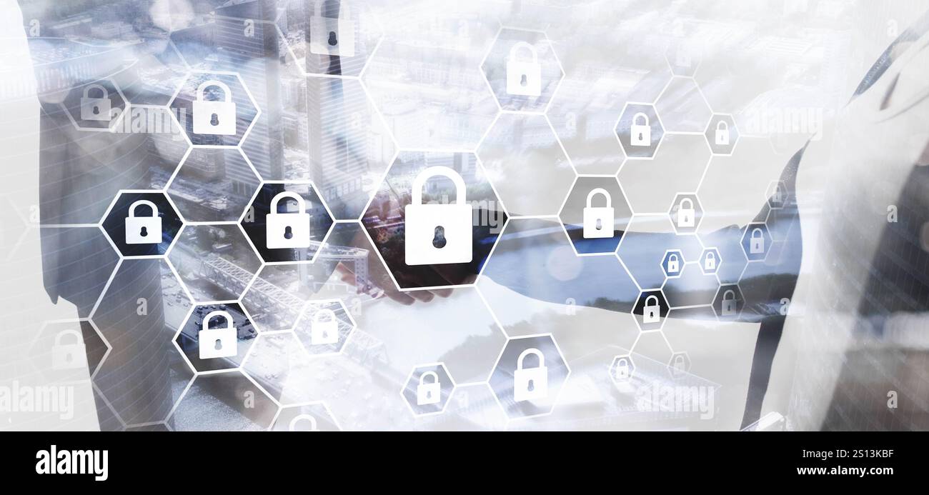 Cybersecurity concept. Data protection universal background Stock Photo