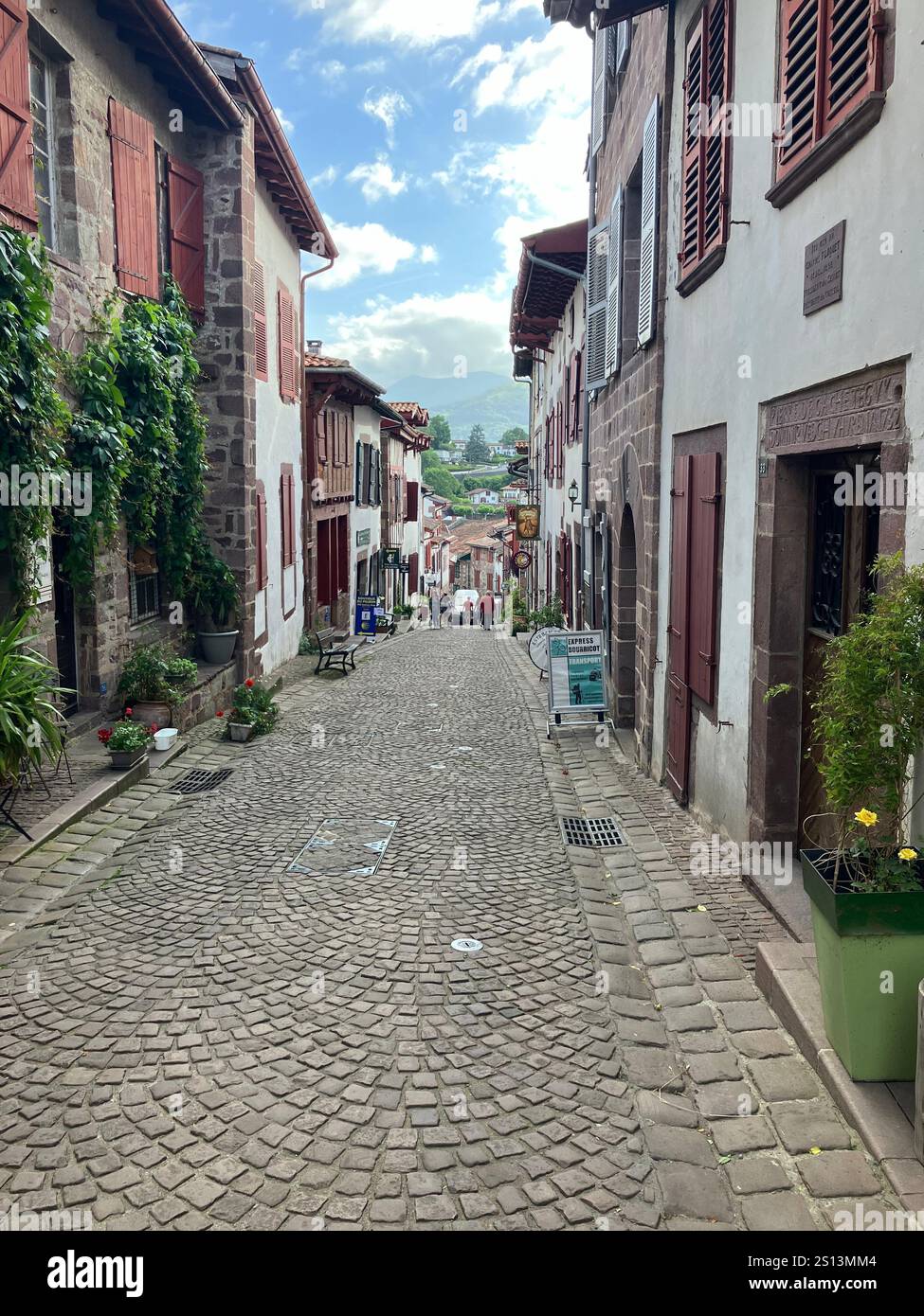 Rue de Citadelle, the traditional starting point of the Camino Francés in Saint Jean Pied de Port, France - Smartphone Captured Stock Image