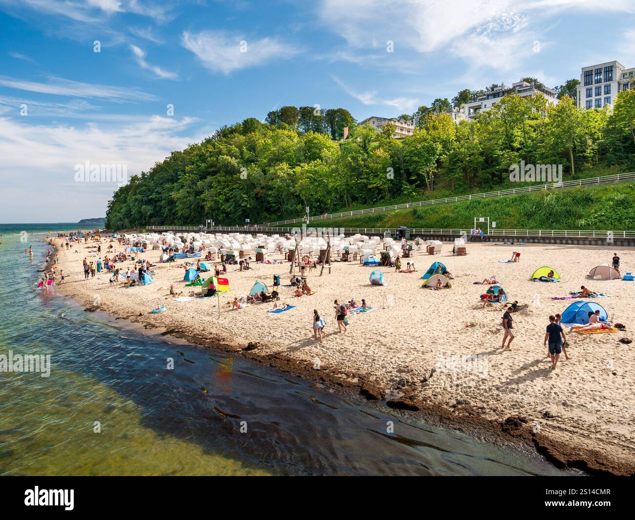 People on Baltic sea beach of Sellin on Rügen island, Mecklenburg-West Pomerania, Germany Stock Photo
