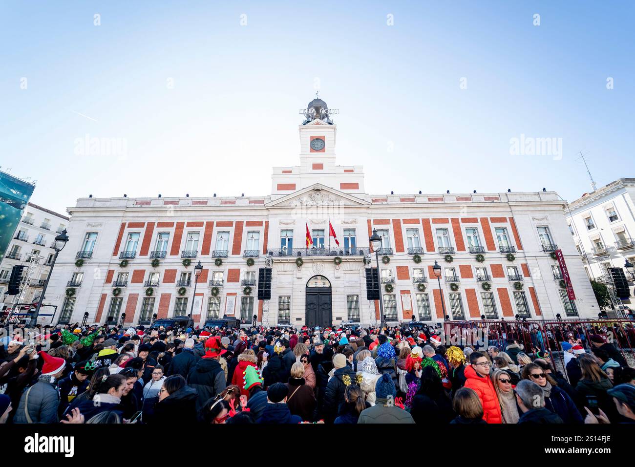 Several people during the Preuvas, at the Puerta del Sol, on December ...