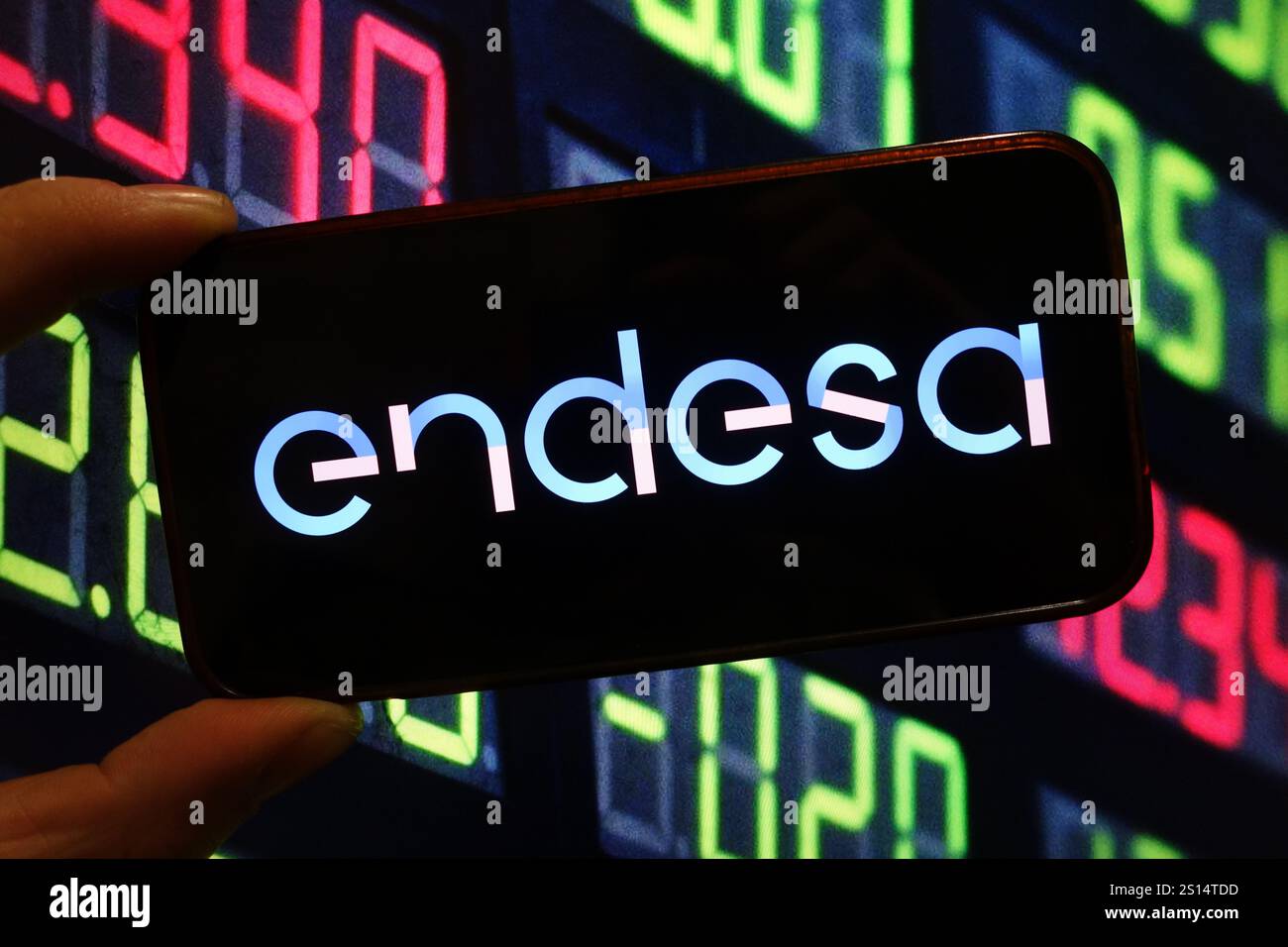 In this photo illustration, the Endesa company logo is seen displayed ...