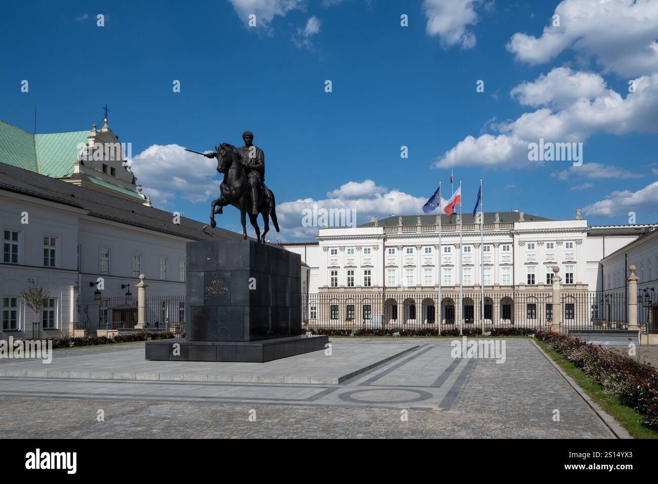 View of a statue on the Presidential Palace, an official residence of