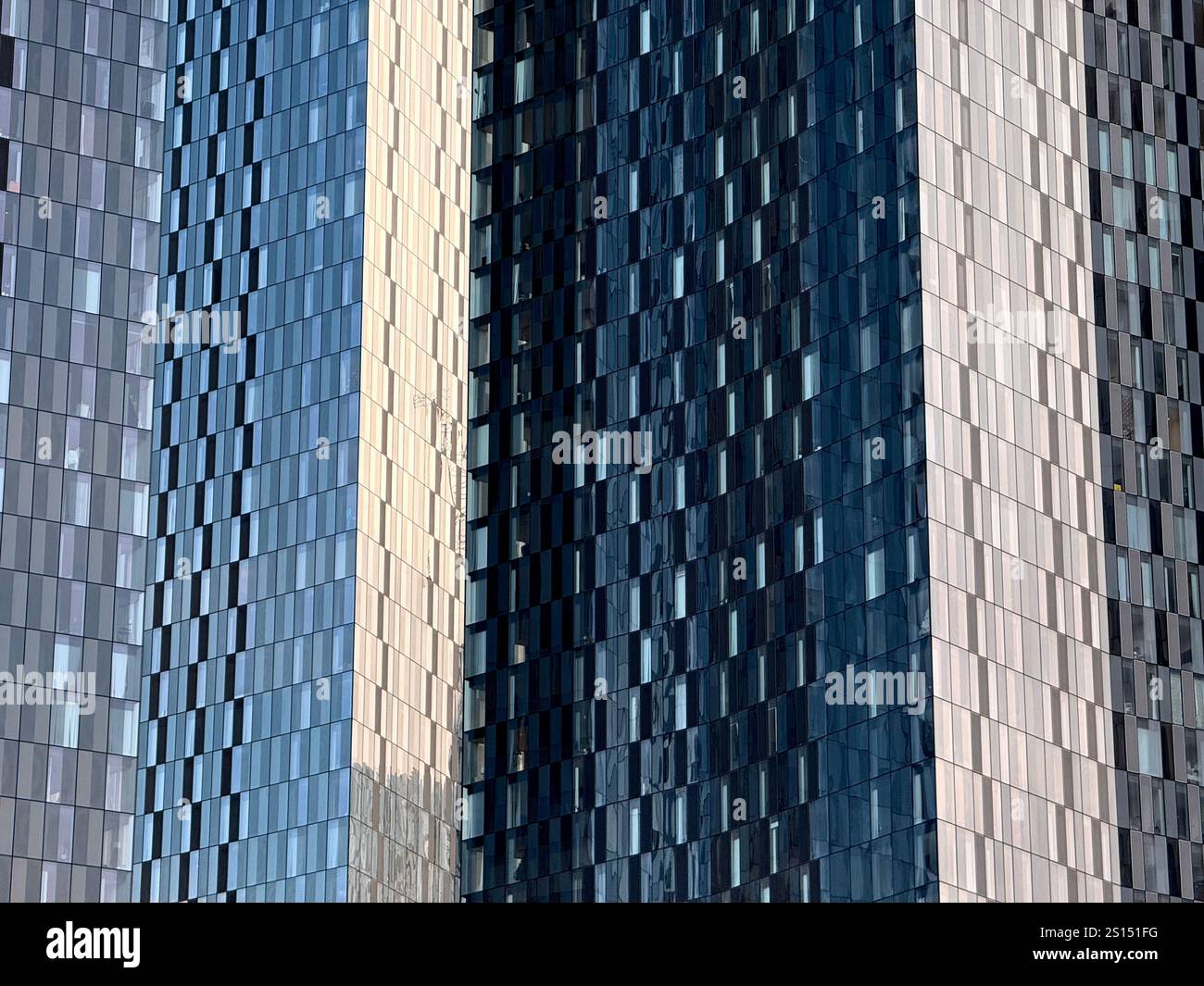 Deatail of towers of Deansgate Square Complex in Manchester City centre - Smartphone Captured Stock Image