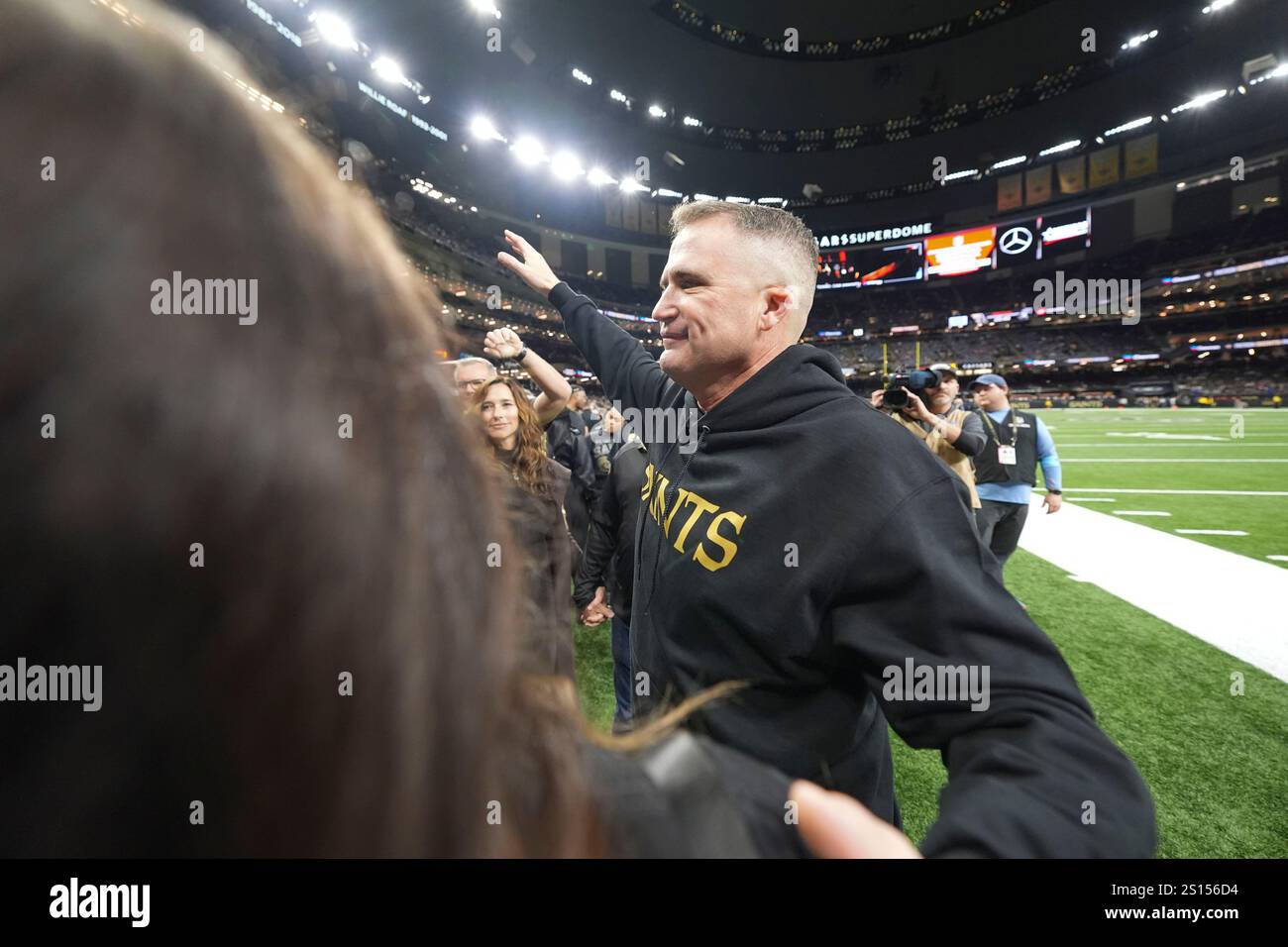 New Orleans Saints interim head coach Darren Rizzi greets fans before ...