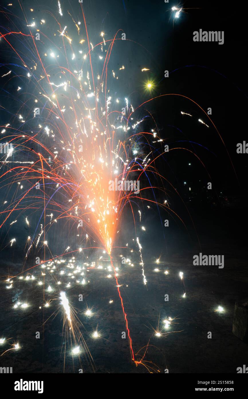 Quezon City, Quezon, Philippines. 1st Jan, 2025. A fountain firecracker ...
