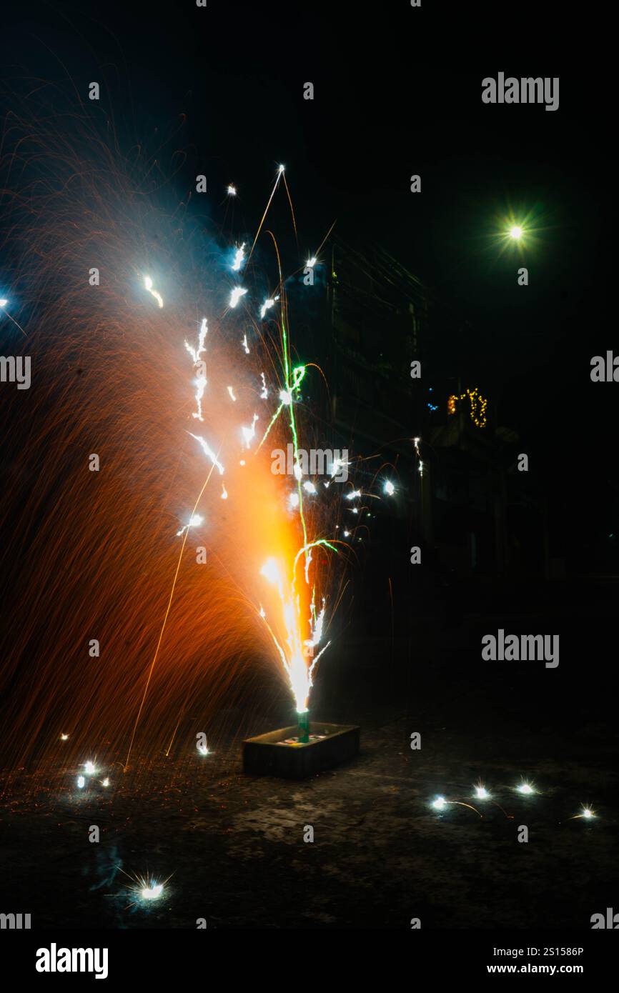 Quezon City, Quezon, Philippines. 1st Jan, 2025. A fountain firecracker ...