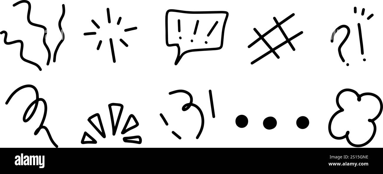 Comic Doodle Illustration Set | Minimalist Vector for Fun and Dynamic ...