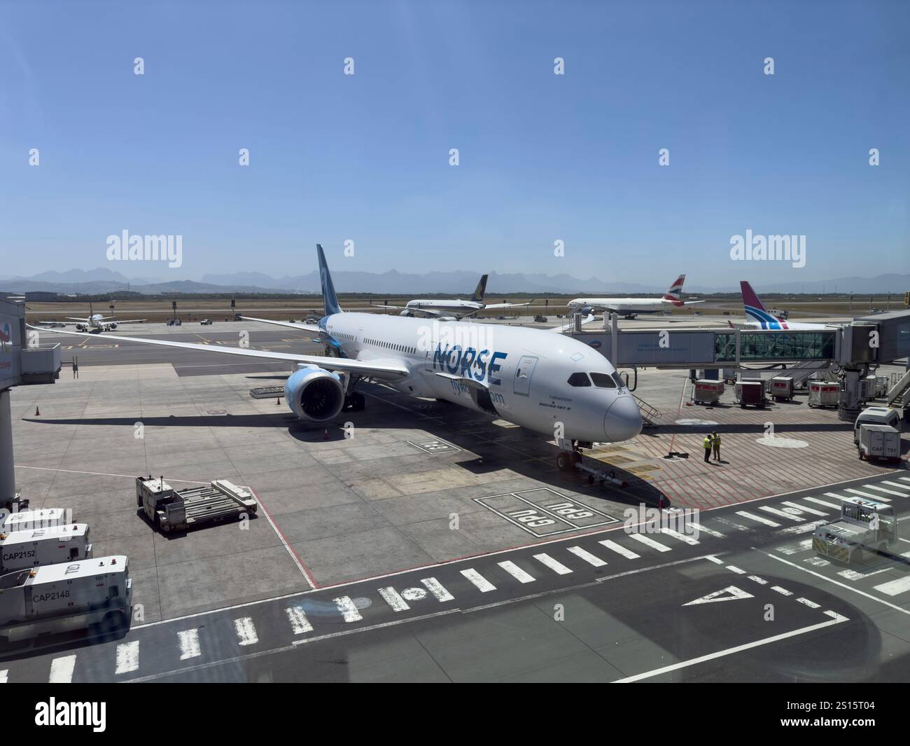 Cape Town South Africa. 26.12.2024. Passenger jet on the apron at Cape Town airport. - Smartphone Captured Stock Image