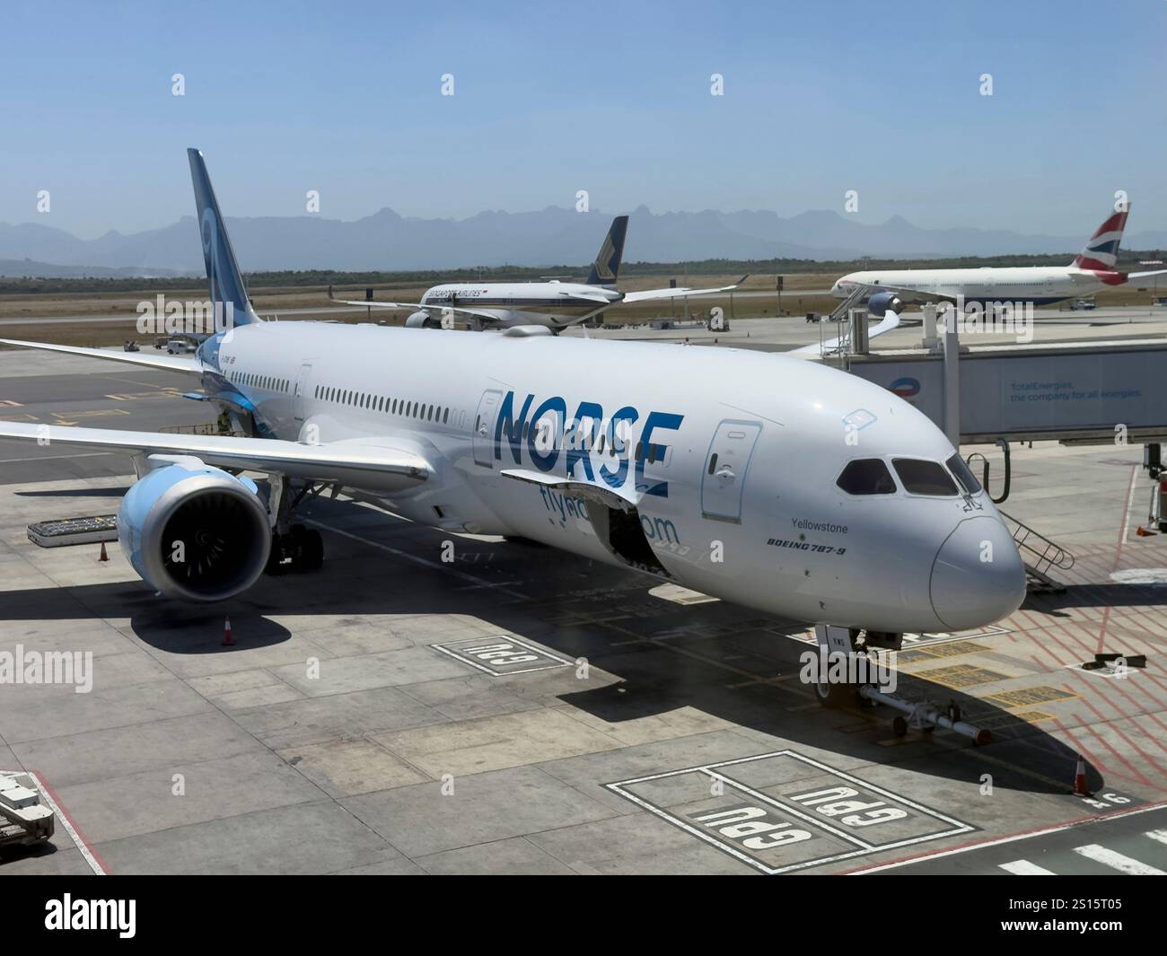 Cape Town South Africa. 26.12.2024. Passenger jet on the apron at Cape Town airport. - Smartphone Captured Stock Image
