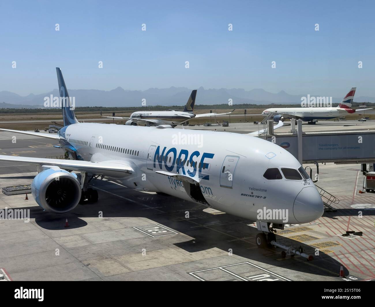 Cape Town South Africa. 26.12.2024. Passenger jet on the apron at Cape Town airport. - Smartphone Captured Stock Image