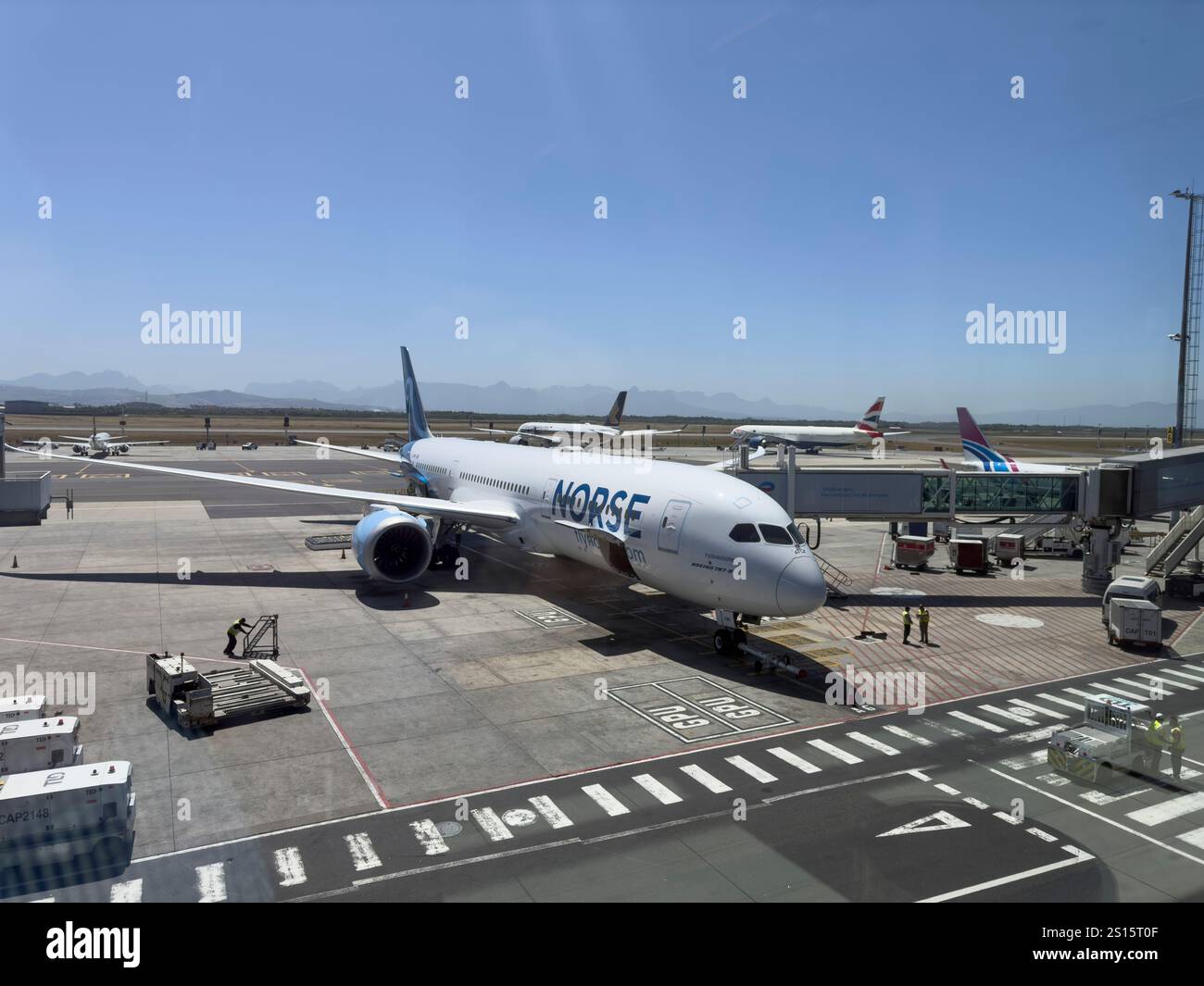 Cape Town South Africa. 26.12.2024. Passenger jet on the apron at Cape Town airport. Stock Photo