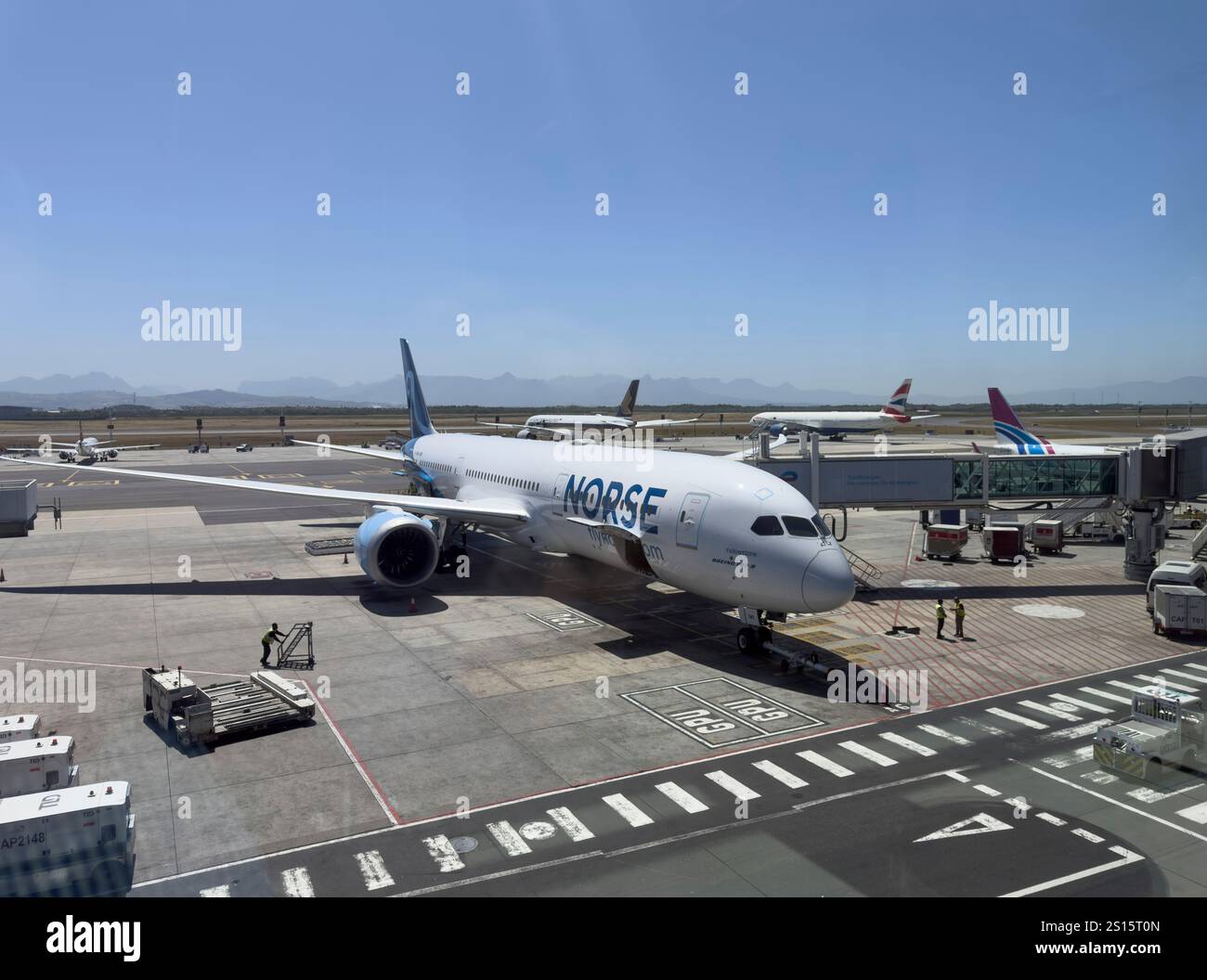 Cape Town South Africa. 26.12.2024. Passenger jet on the apron at Cape Town airport. - Smartphone Captured Stock Image