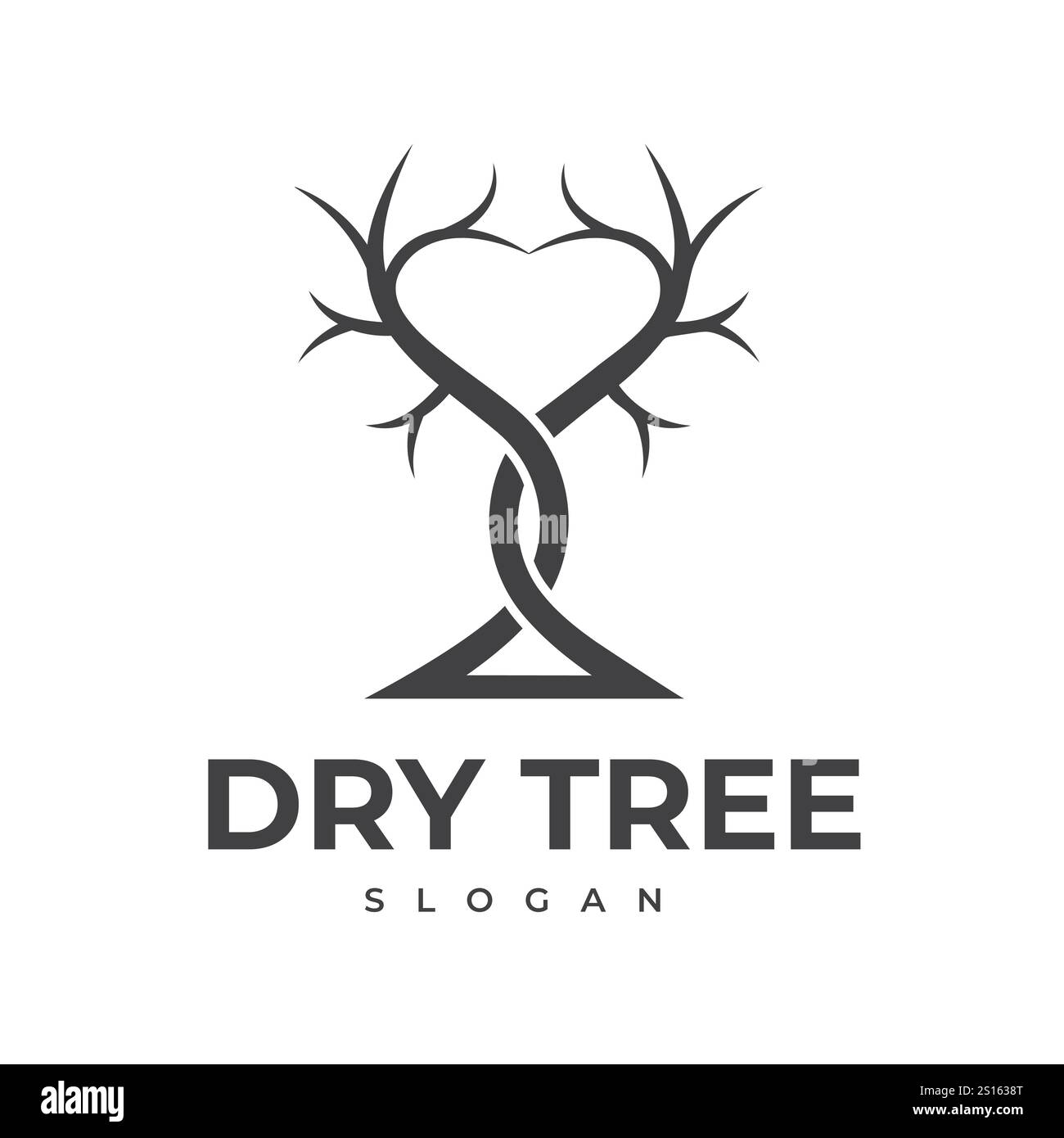 Dead Tree Illustration Logo Design, Global Warming, Vector Icon Stock Vector