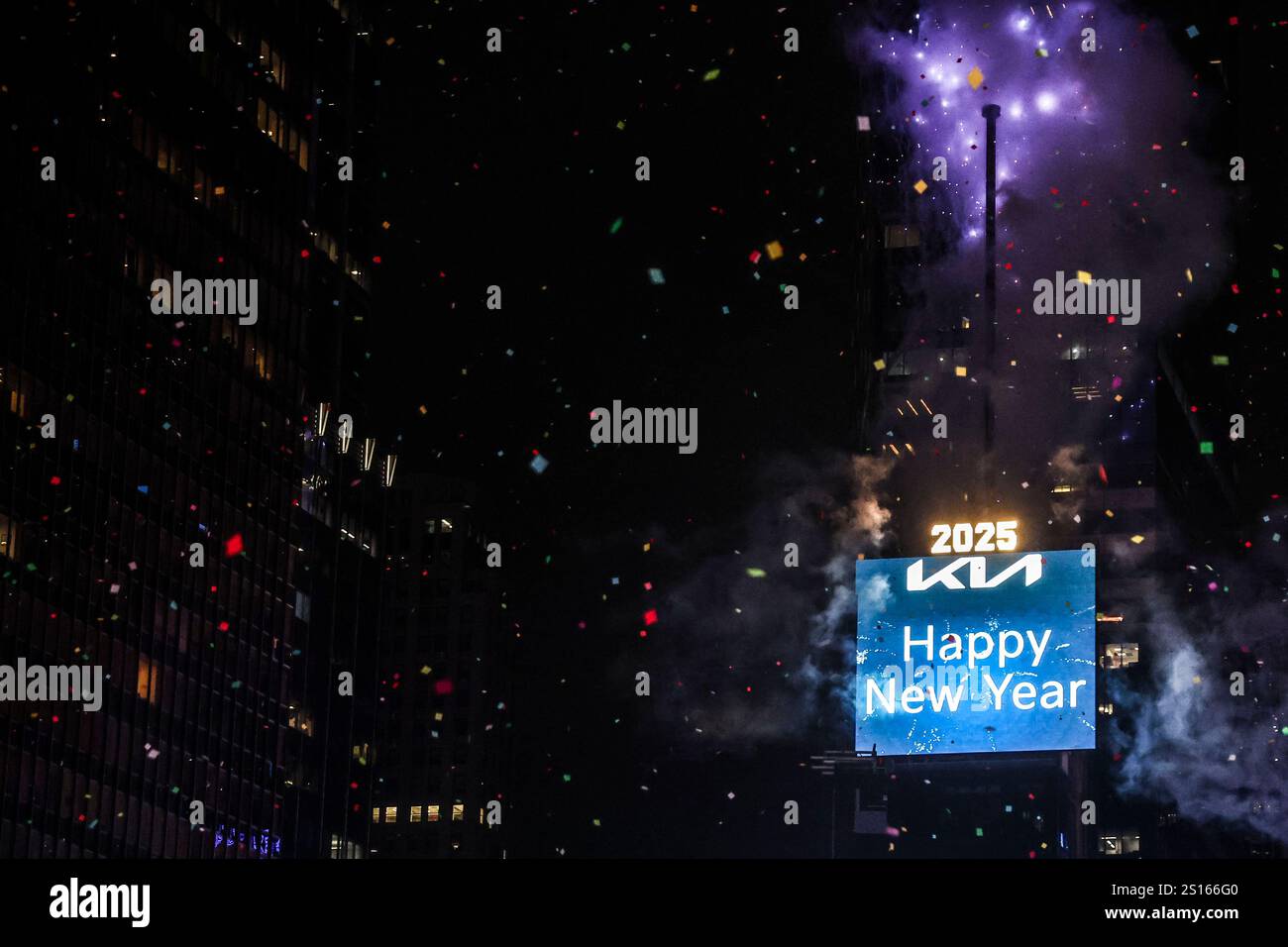 A view of Times Square at the start of the New Year, Wednesday, Jan. 1