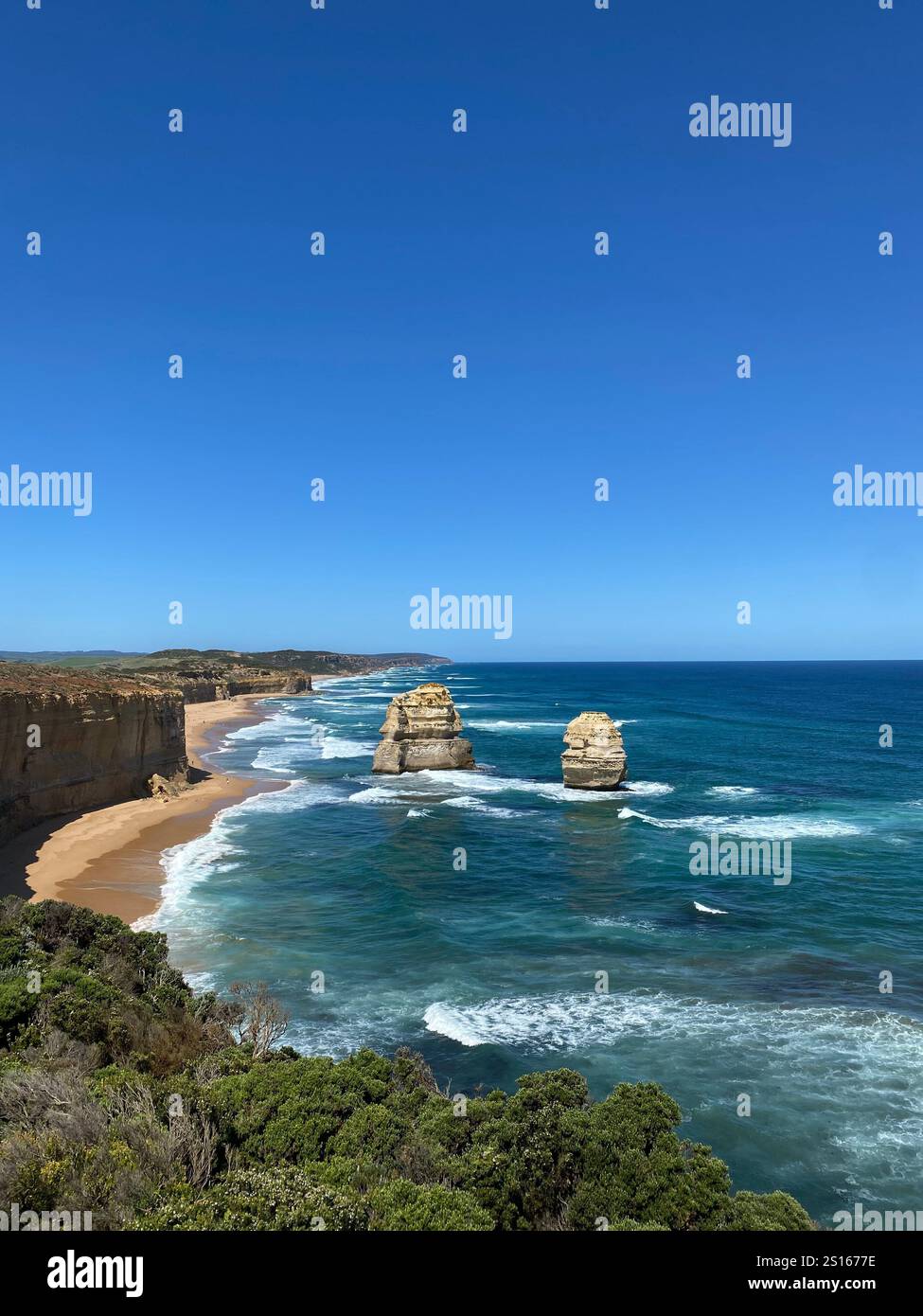 Sunny day at Twelve Apostles Great Ocean Rd Australia - Smartphone Captured Stock Image