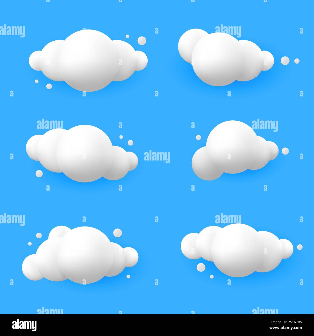 cute 3d cloud collection on blue background Stock Vector