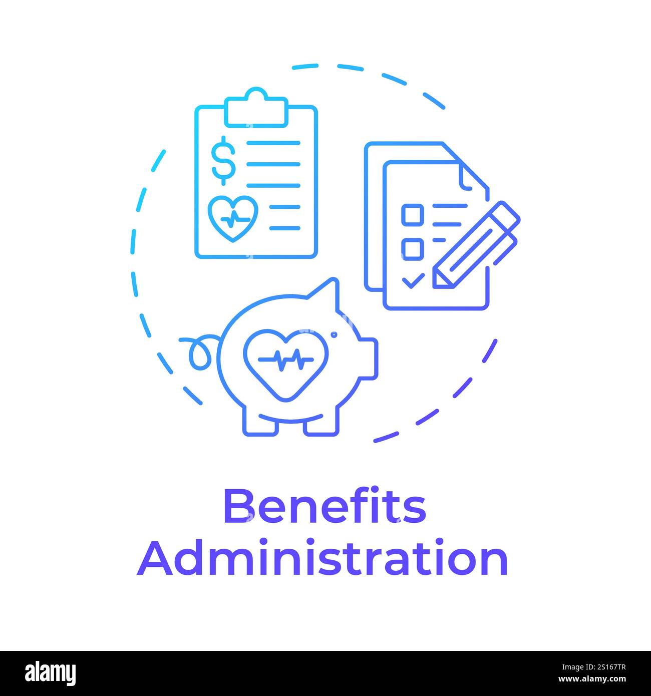 Benefits administration blue gradient concept icon Stock Vector
