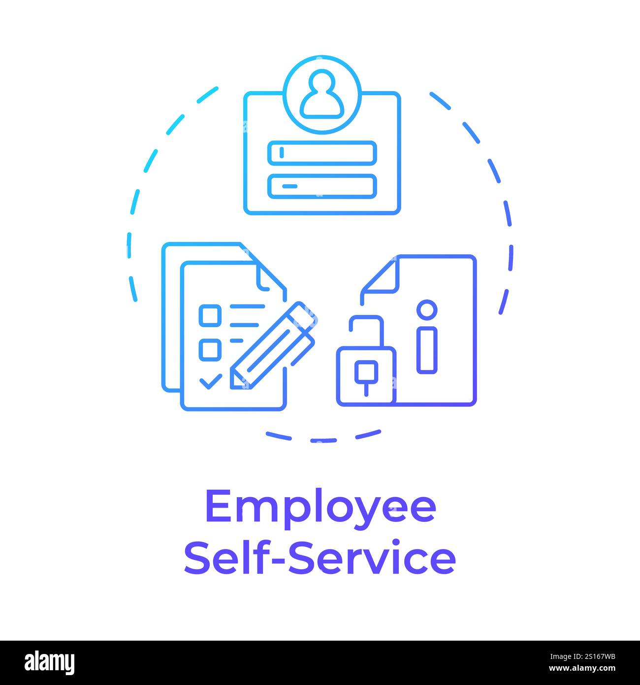 Employee self service blue gradient concept icon Stock Vector