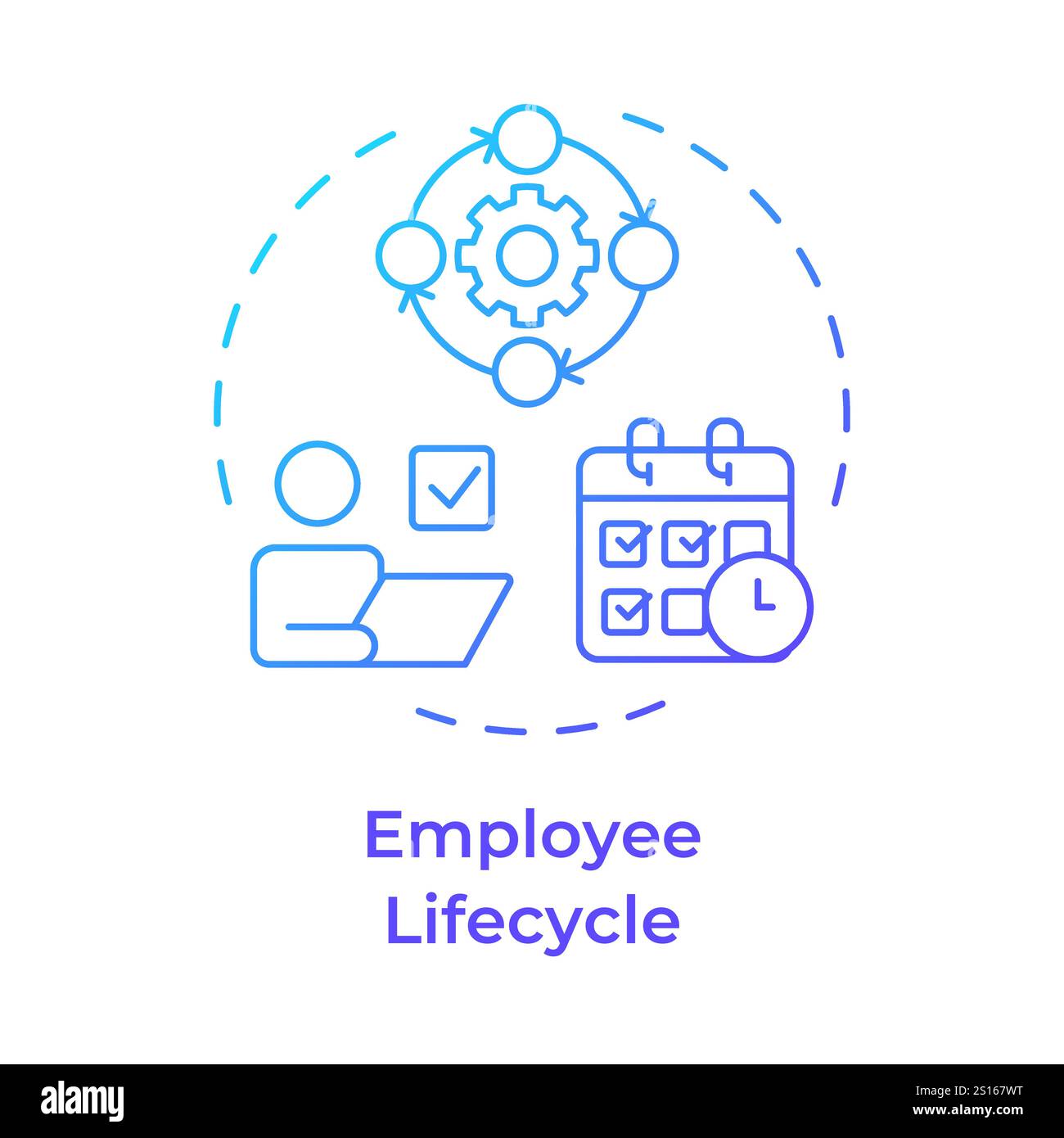 Employee lifecycle blue gradient concept icon Stock Vector