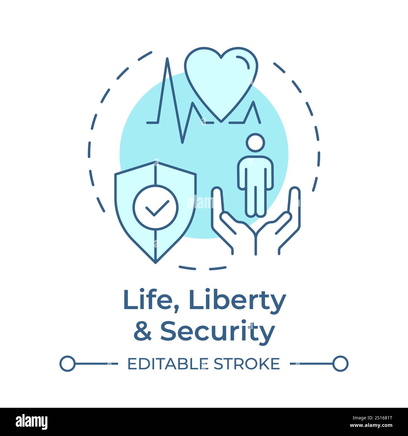 Life, liberty and security soft blue concept icon Stock Vector