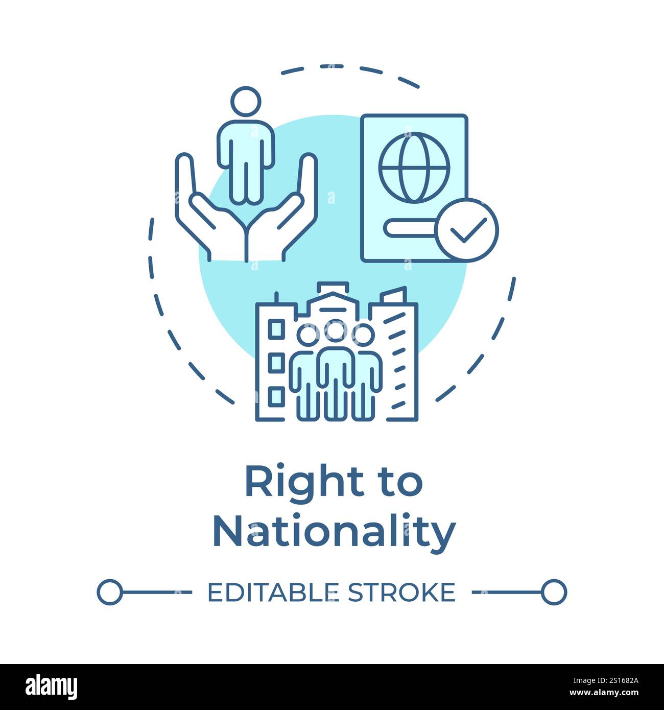 Nationality right soft blue concept icon Stock Vector