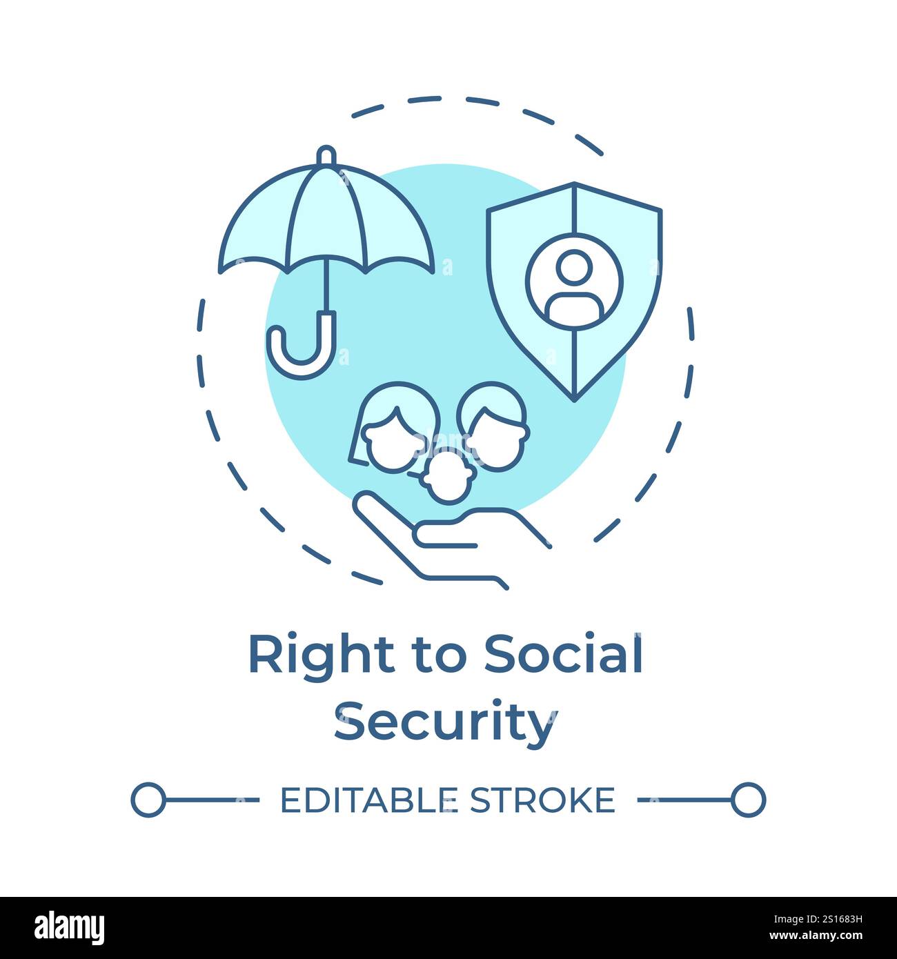 Social security right soft blue concept icon Stock Vector