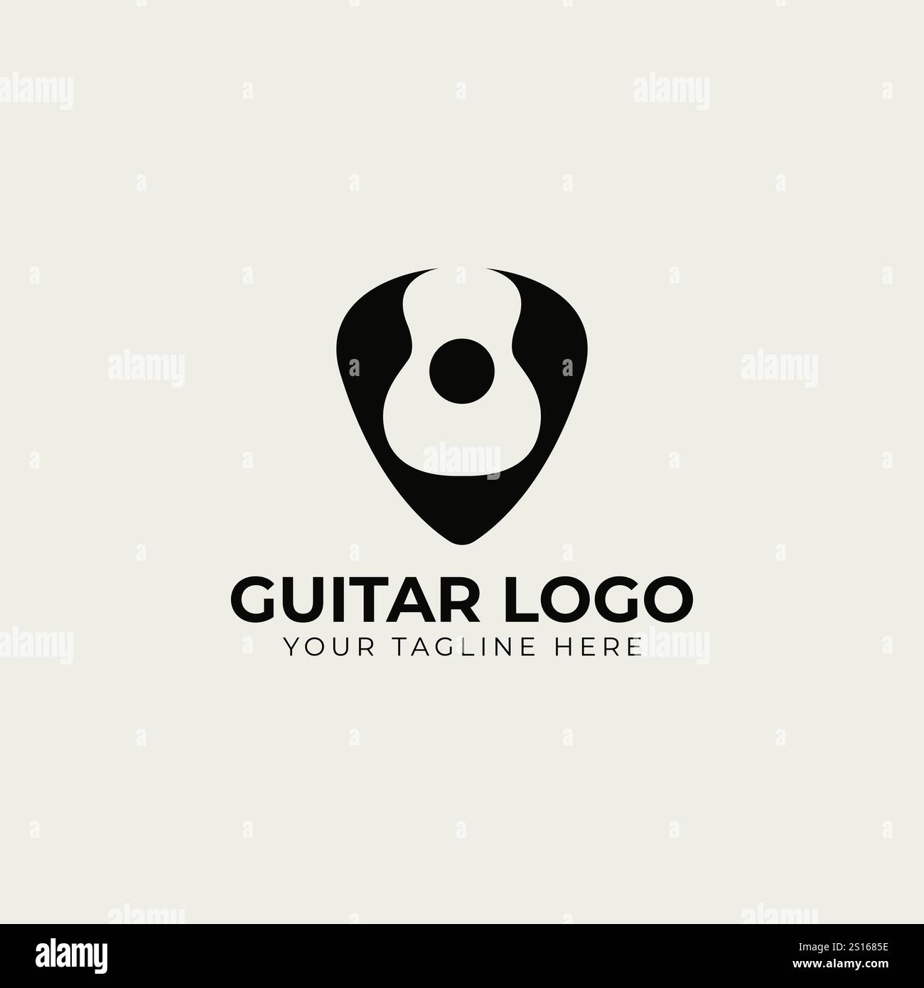 Guitar in plectrum logo template. Guitar pick vector design. Stock Vector