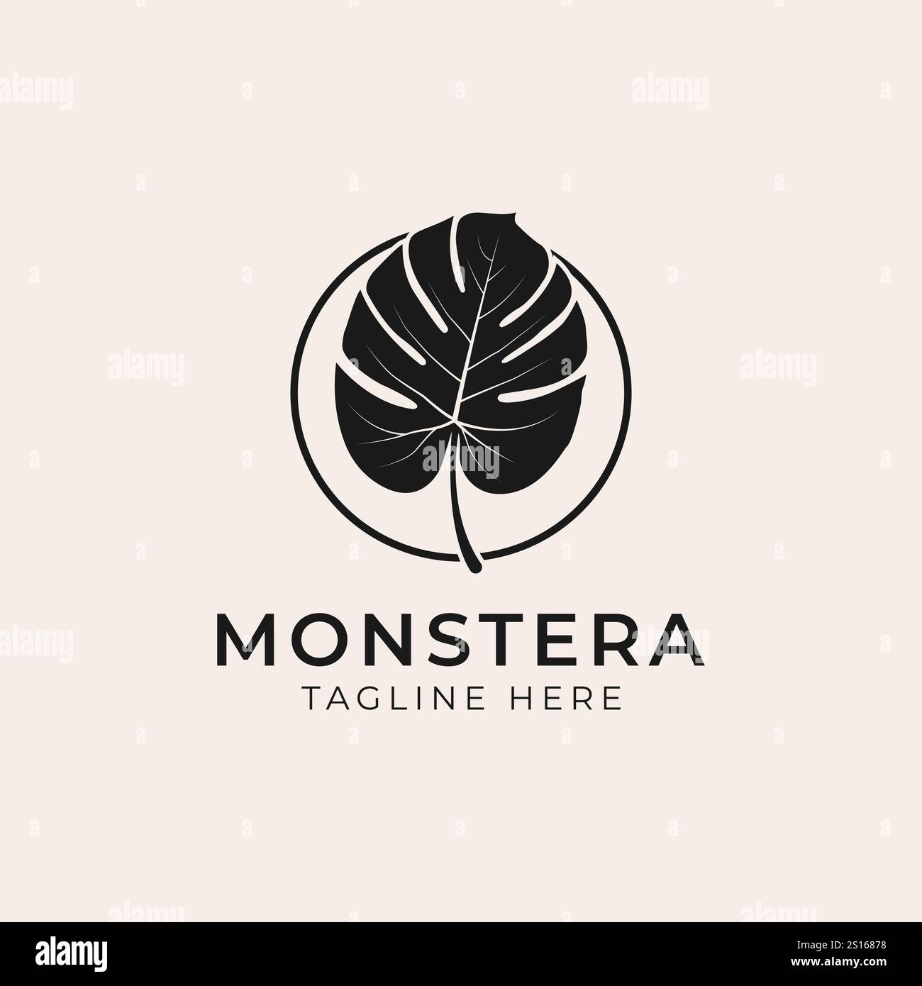 Tropical plant leaves logo. Monstera leaves logo design. Vector illustrations. Stock Vector