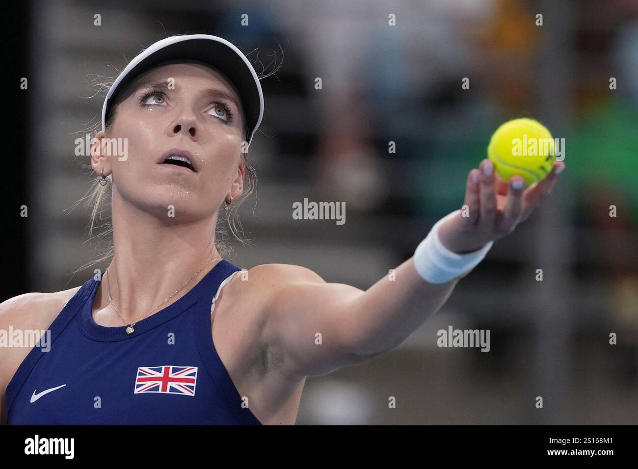 Britain's Katie Boulter serves to Australia's Olivia Gadecki during