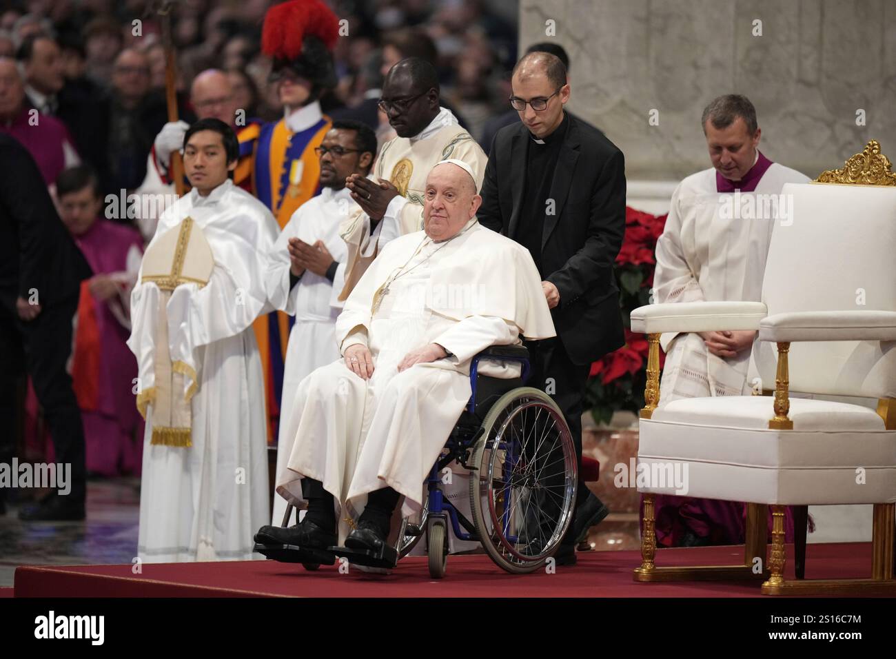 Pope Francis arrives for a mass in St. Peter's Basilica at The Vatican