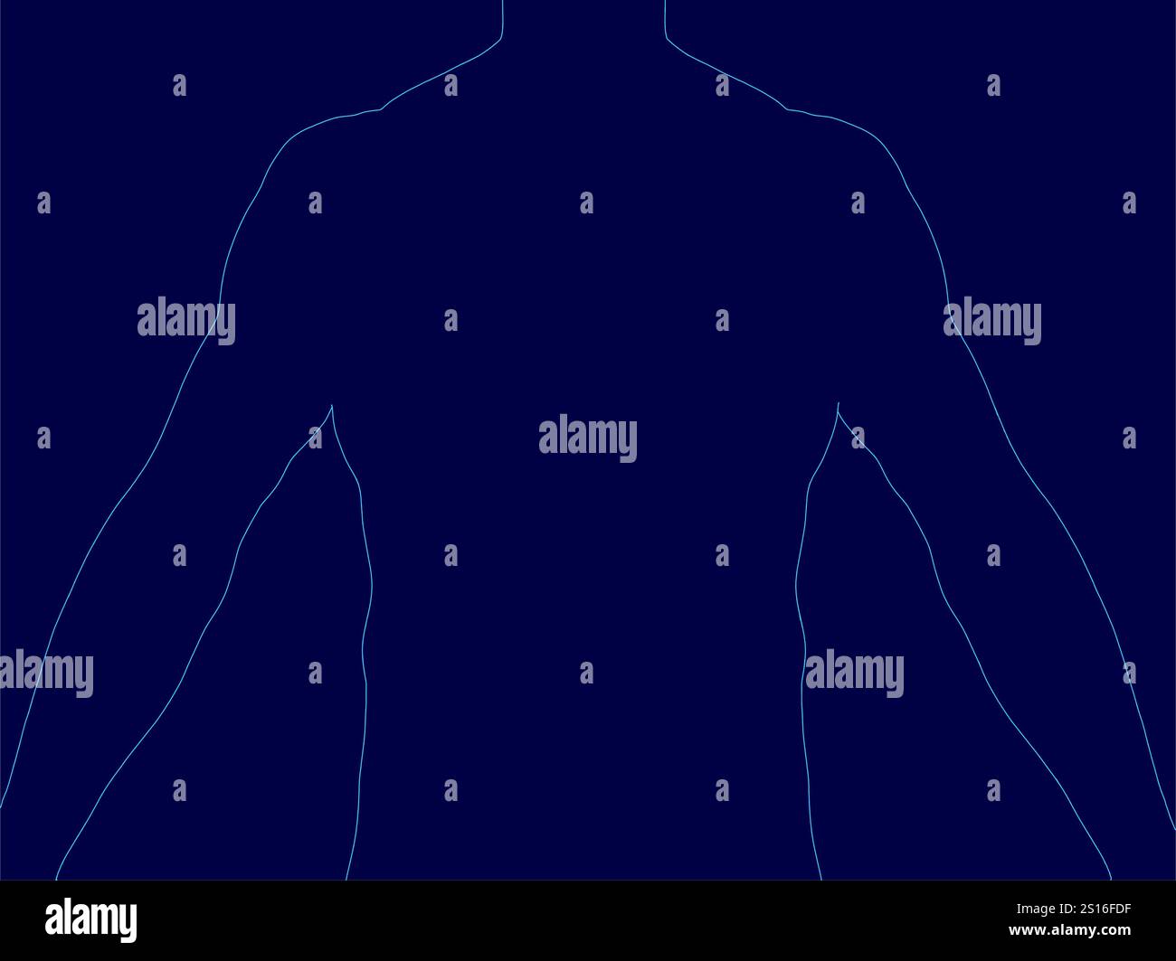 Blue body with a blue outline. The body is in a silhouette. The ...