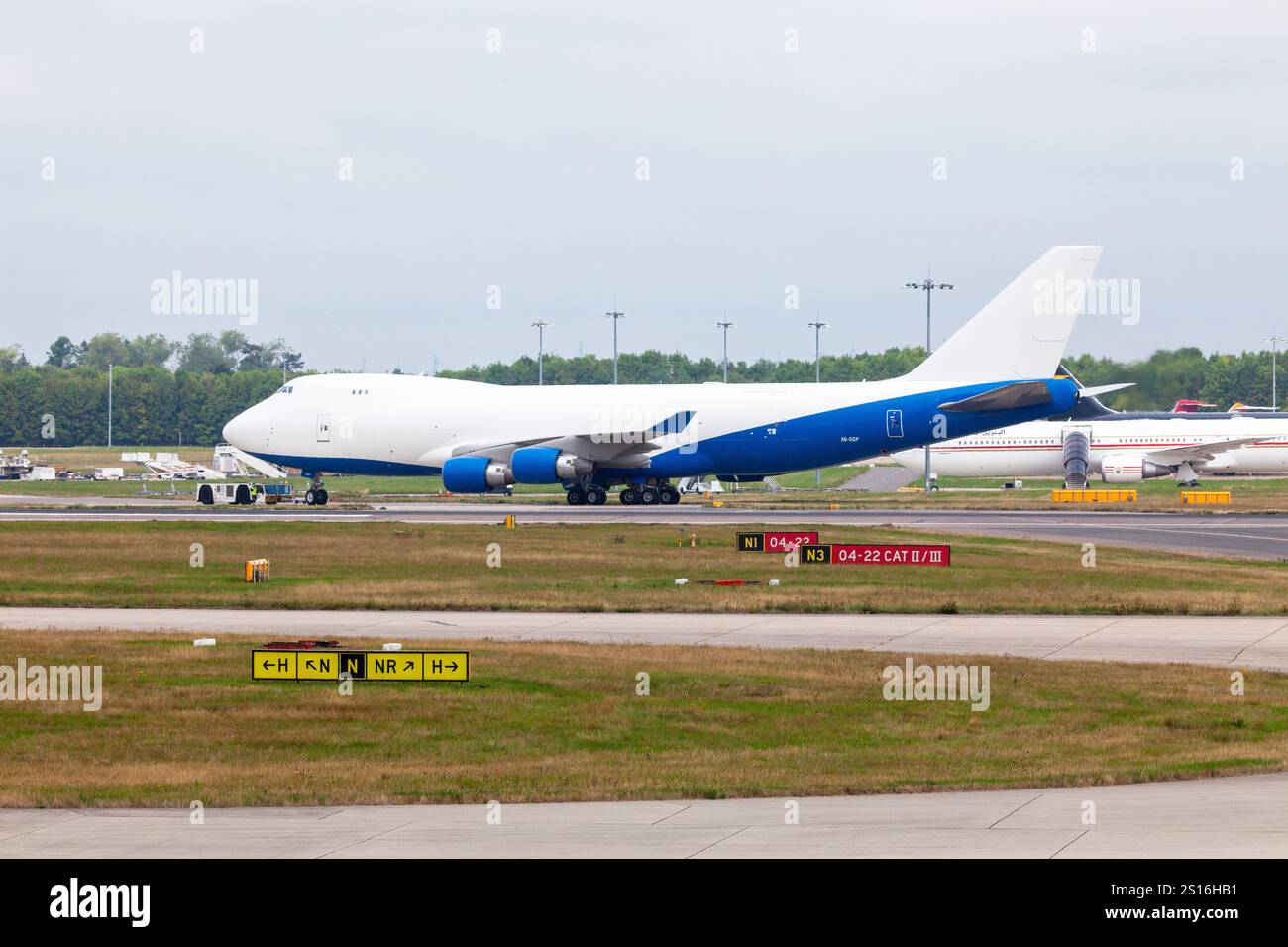 A6-GGP Boeing 747-412F United Arab Emirates - Dubai Air Wing London Stansted UK 10-09-20222 - Stock Image