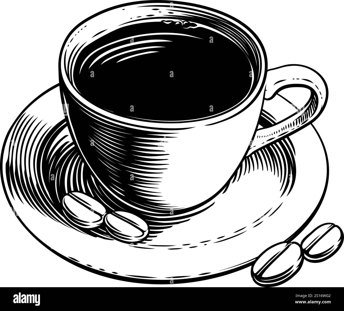 A Coffee Cup Mug and Coffee Beans Illustration Stock Vector Image & Art ...