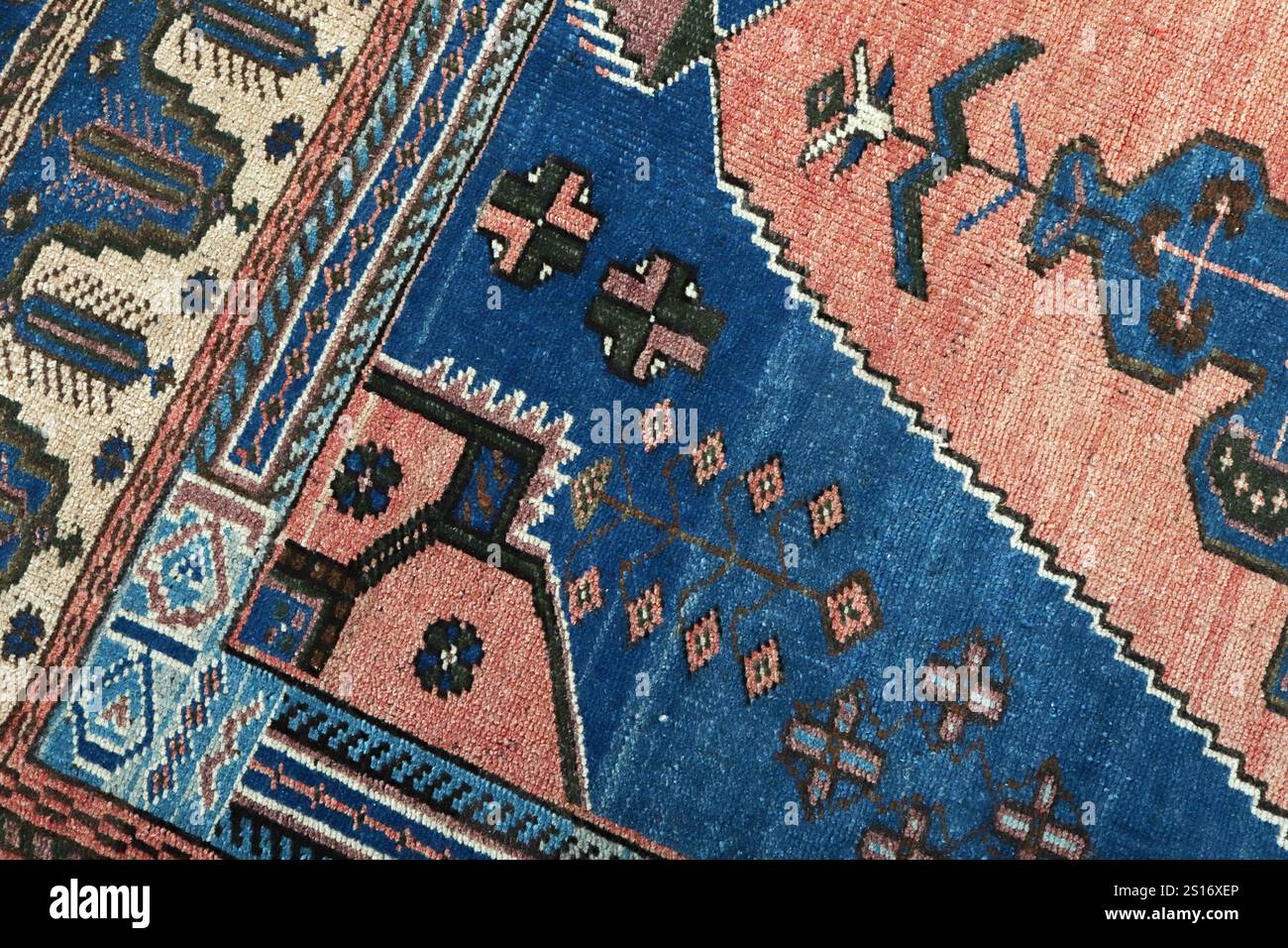 Textures and patterns in color from woven carpets Stock Photo
