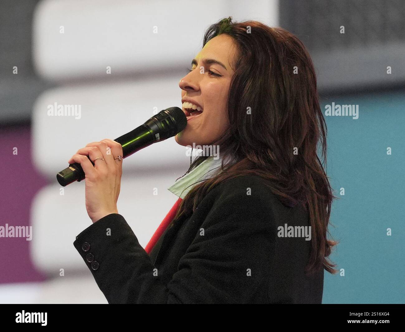 Rika performs during the New Year's Day Parade in central London