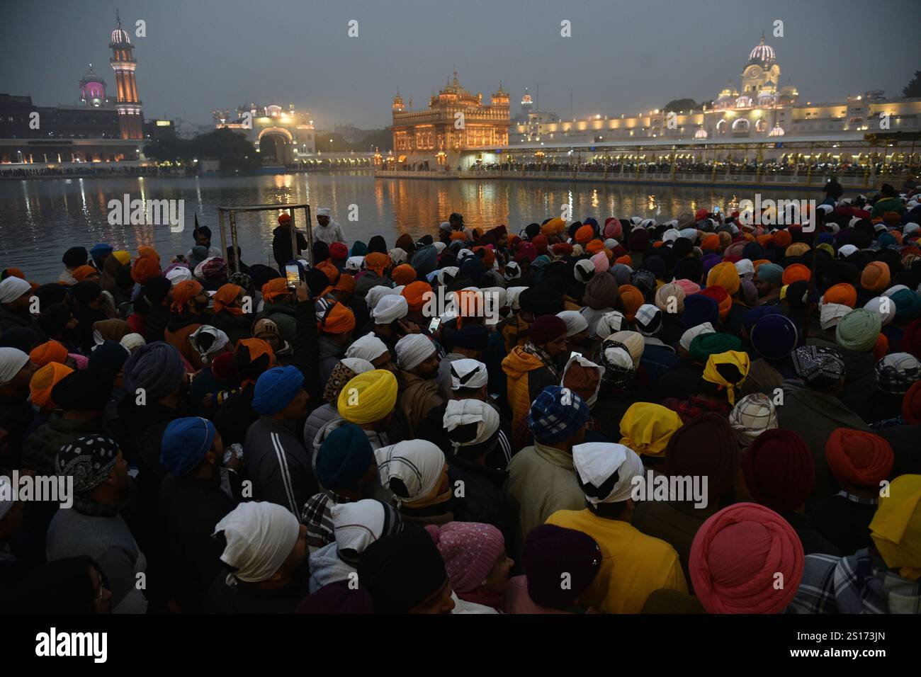 Sikh devotees arrive to pay obeisance at the Golden Temple, the holiest