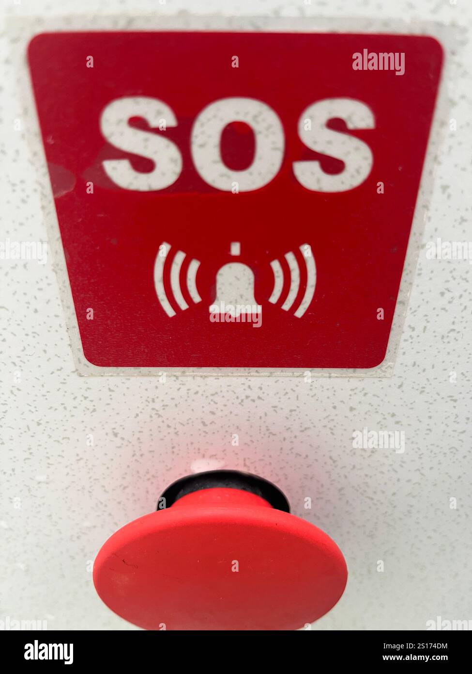 SOS button, SOS knob, emergency, safety, public bathroom, public restroom, public toilet, - Smartphone Captured Stock Image