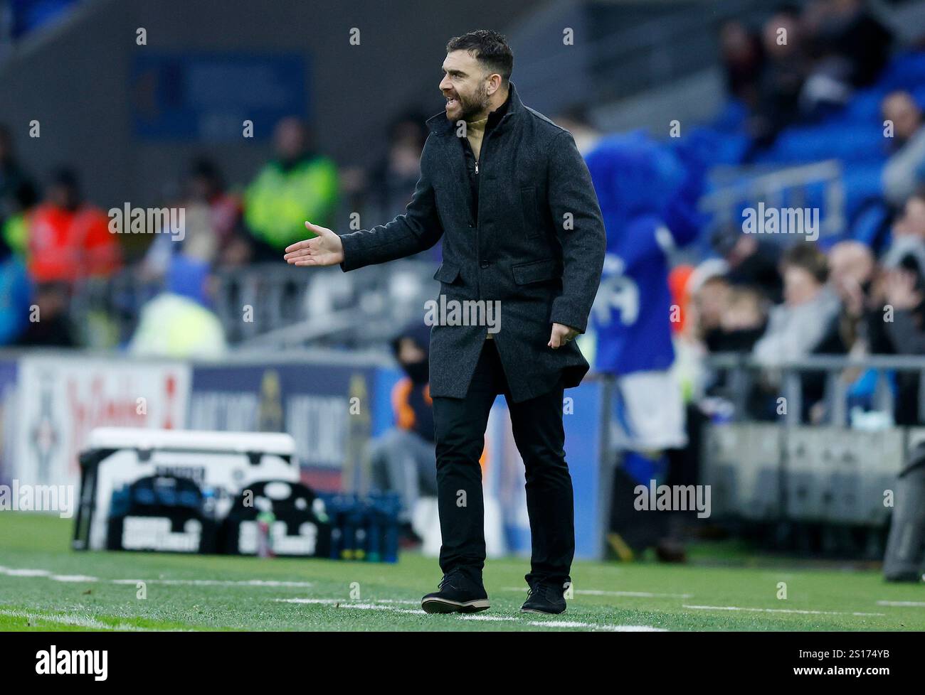 Cardiff City manager Omer Riza gestures on the touchline during the Sky ...
