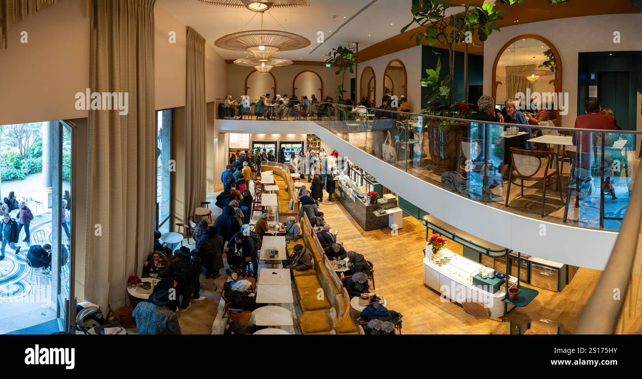 Paris, France - 12 26 2024: Museum of Fine Arts of the City of Paris. Panoramic View of the restaurant room inside le Petit Palais Stock Photo