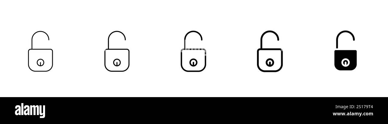 Set of 5 Unlock icon - 1 Silhouette - 1 unexpanded vector - Padlock ...