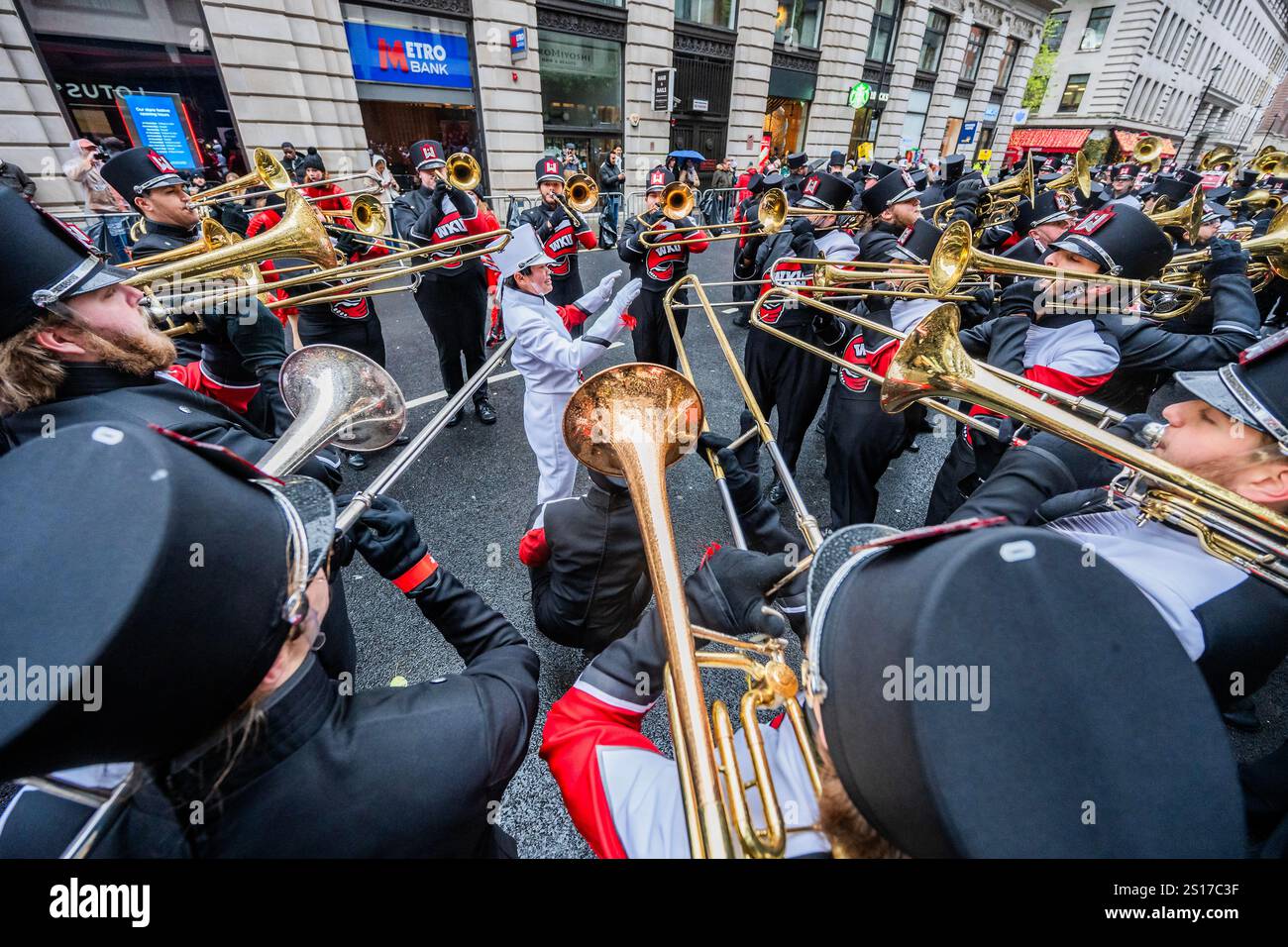 London, UK. 1 Jan 2025. Pouring rain does not stop final preparations