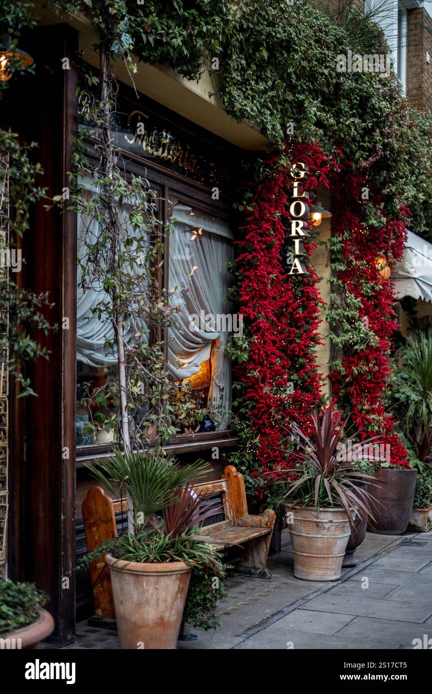 Gloria Italian Restaurant & Pizzeria Shoreditch London. Gloria is located at 54-56 Great Eastern St, London. Glorias Italian trattoria London. Stock Photo