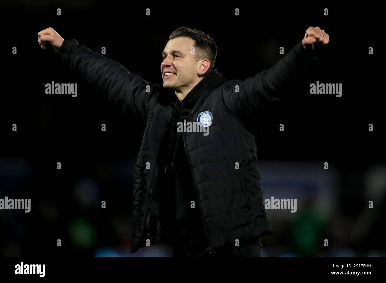 Wanderers manager Matt Bloomfield celebrates following the Sky