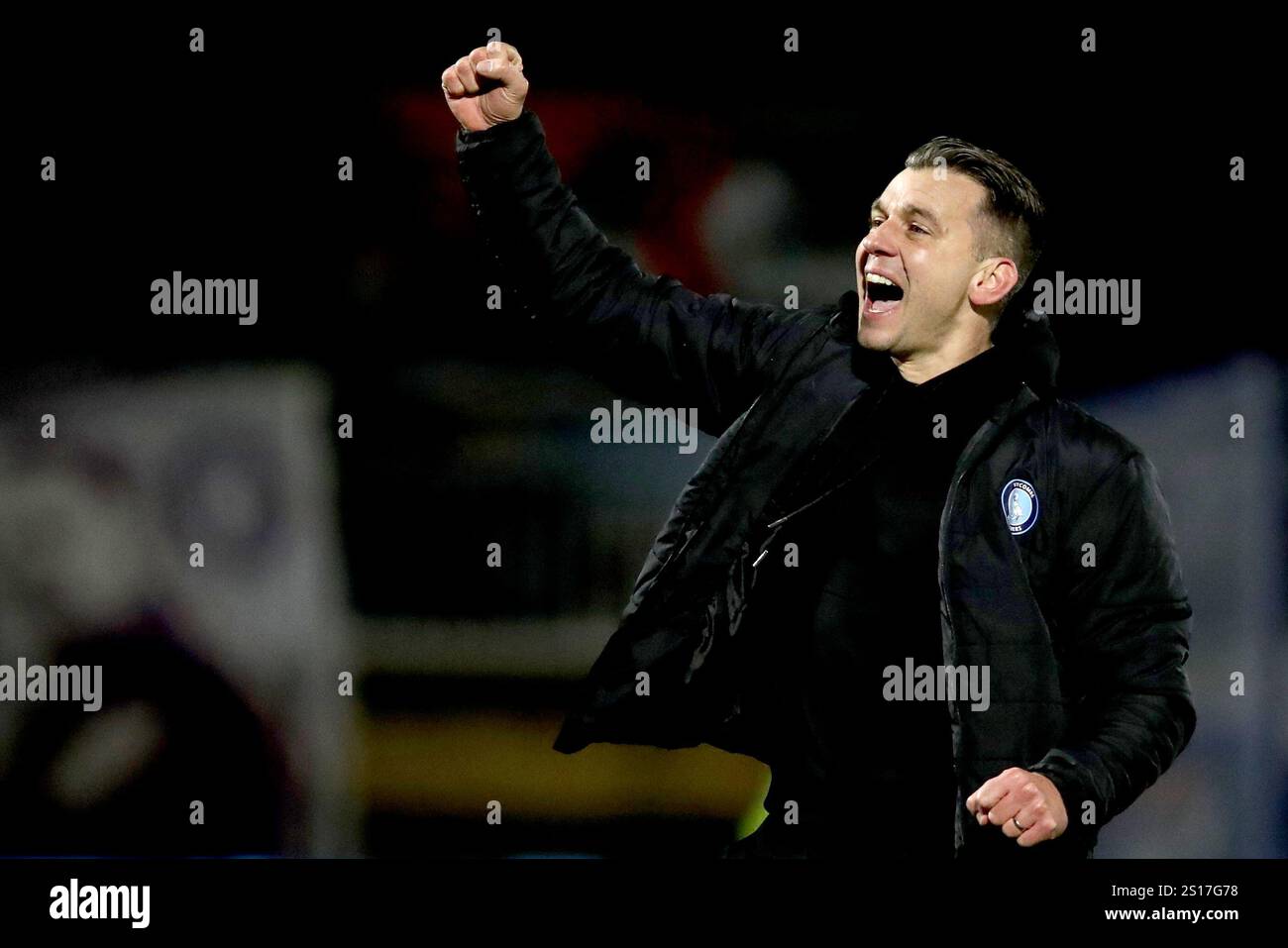 Wanderers manager Matt Bloomfield celebrates following the Sky