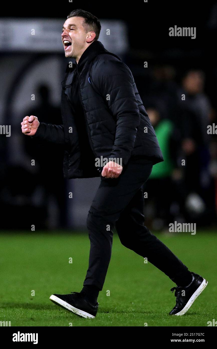 Wanderers manager Matt Bloomfield celebrates following the Sky