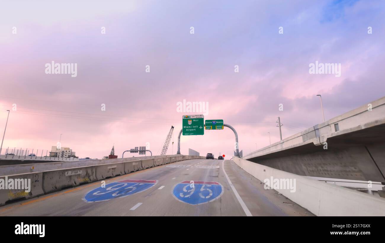 Miami International Airport directional signs on the highway - MIAMI ...