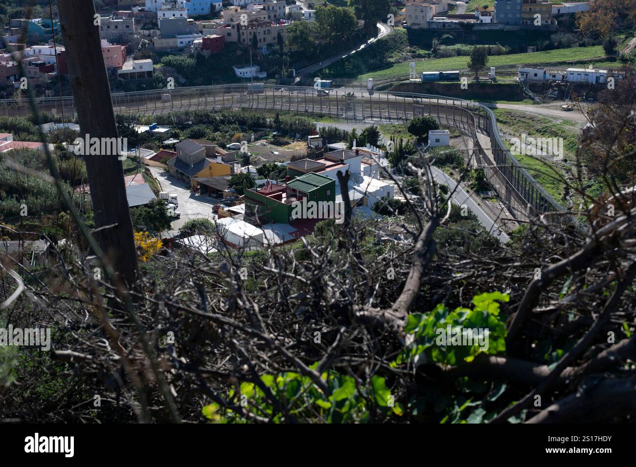 Aerial View Of The Border Fence On January 1 2025 In Ceuta Spain 