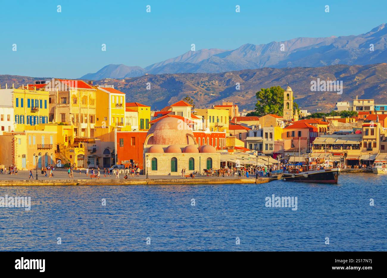 Decorazione Natalizia In Ceramica Porto Vecchio Chania Creta | Ornamento Souvenir Doppia Faccia 7,2 Cm
