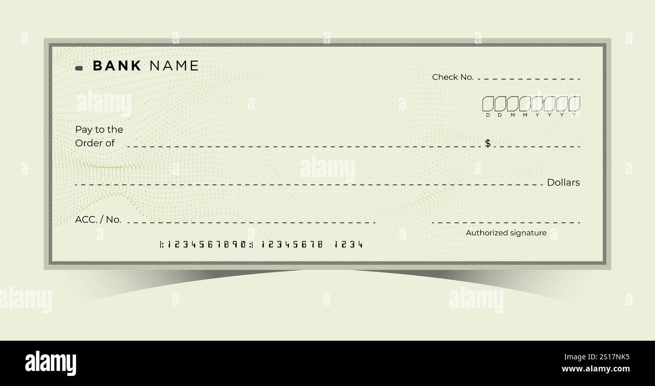 Blank Bank Chequebook. Money Payment Check Background Template. Secure ...